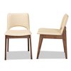 Baxton Studio Afton Mid-Century Modern Beige Faux Leather Upholstered and 2-Piece Wood Dining Chair Set Set of 2 188-11660-ZORO